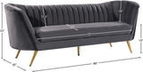 Margo Luxurious Contemporary Sofa with Gold Legs, Curved Back Design for Modern Home Elegance