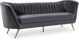 Margo Luxurious Contemporary Sofa with Gold Legs, Curved Back Design for Modern Home Elegance