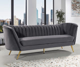 Margo Luxurious Contemporary Sofa with Gold Legs, Curved Back Design for Modern Home Elegance