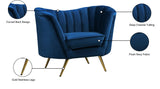 Margo Velvet Lounge Chair - Luxurious Contemporary Design with Gold Stainless Steel Legs and Curved Back