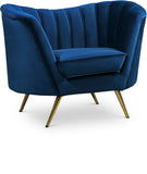 Margo Velvet Lounge Chair - Luxurious Contemporary Design with Gold Stainless Steel Legs and Curved Back