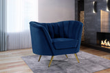 Margo Velvet Lounge Chair - Luxurious Contemporary Design with Gold Stainless Steel Legs and Curved Back