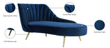Margo Velvet Lounge Chaise with Gold Stainless Steel Legs and Curved Design for Modern Homes