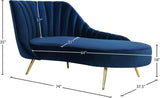 Margo Velvet Lounge Chaise with Gold Stainless Steel Legs and Curved Design for Modern Homes