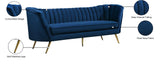 Margo Luxurious Contemporary Sofa with Gold Legs, Curved Back Design for Modern Home Elegance