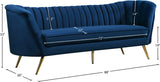 Margo Luxurious Contemporary Sofa with Gold Legs, Curved Back Design for Modern Home Elegance