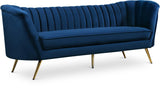 Margo Luxurious Contemporary Sofa with Gold Legs, Curved Back Design for Modern Home Elegance
