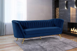 Margo Luxurious Contemporary Sofa with Gold Legs, Curved Back Design for Modern Home Elegance