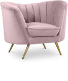 Margo Velvet Lounge Chair - Luxurious Contemporary Design with Gold Stainless Steel Legs and Curved Back