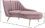 Margo Velvet Lounge Chaise with Gold Stainless Steel Legs and Curved Design for Modern Homes