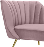 Margo Velvet Lounge Chaise with Gold Stainless Steel Legs and Curved Design for Modern Homes