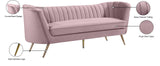 Margo Luxurious Contemporary Sofa with Gold Legs, Curved Back Design for Modern Home Elegance