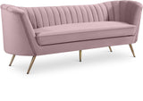 Margo Luxurious Contemporary Sofa with Gold Legs, Curved Back Design for Modern Home Elegance