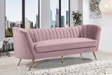Margo Luxurious Contemporary Sofa with Gold Legs, Curved Back Design for Modern Home Elegance