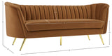 Margo Saddle Velvet Sofa - Luxurious Contemporary Design with Gold Legs, Plush Comfort & Style