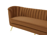 Margo Saddle Velvet Sofa - Luxurious Contemporary Design with Gold Legs, Plush Comfort & Style