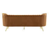 Margo Saddle Velvet Sofa - Luxurious Contemporary Design with Gold Legs, Plush Comfort & Style