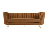 Margo Saddle Velvet Sofa - Luxurious Contemporary Design with Gold Legs, Plush Comfort & Style