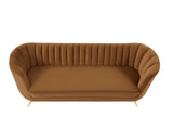 Margo Saddle Velvet Sofa - Luxurious Contemporary Design with Gold Legs, Plush Comfort & Style