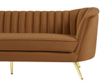 Margo Saddle Velvet Sofa - Luxurious Contemporary Design with Gold Legs, Plush Comfort & Style