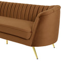 Margo Saddle Velvet Sofa - Luxurious Contemporary Design with Gold Legs, Plush Comfort & Style
