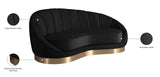 Shelly Contemporary Chaise Lounge with Unique Shell Shape and Brushed Gold Base for Stylish Spaces