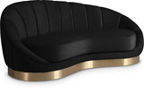 Shelly Contemporary Chaise Lounge with Unique Shell Shape and Brushed Gold Base for Stylish Spaces