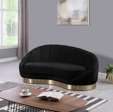 Shelly Contemporary Chaise Lounge with Unique Shell Shape and Brushed Gold Base for Stylish Spaces