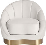 Shelly Velvet Contemporary Chair - Elegant Shell Design with Brushed Gold Base for Modern Spaces