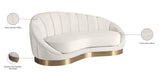 Shelly Contemporary Chaise Lounge with Unique Shell Shape and Brushed Gold Base for Stylish Spaces