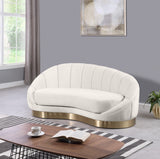Shelly Contemporary Chaise Lounge with Unique Shell Shape and Brushed Gold Base for Stylish Spaces