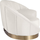 Shelly Contemporary Chaise Lounge with Unique Shell Shape and Brushed Gold Base for Stylish Spaces
