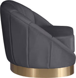 Shelly Velvet Contemporary Chair - Elegant Shell Design with Brushed Gold Base for Modern Spaces