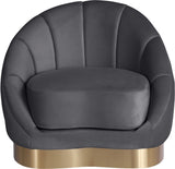 Shelly Velvet Contemporary Chair - Elegant Shell Design with Brushed Gold Base for Modern Spaces