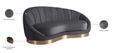 Shelly Contemporary Chaise Lounge with Unique Shell Shape and Brushed Gold Base for Stylish Spaces