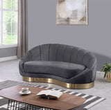 Shelly Contemporary Chaise Lounge with Unique Shell Shape and Brushed Gold Base for Stylish Spaces
