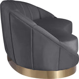 Shelly Contemporary Chaise Lounge with Unique Shell Shape and Brushed Gold Base for Stylish Spaces