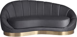 Shelly Contemporary Chaise Lounge with Unique Shell Shape and Brushed Gold Base for Stylish Spaces