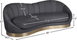 Shelly Contemporary Sofa with Unique Shell Shape and Gold Stainless Steel Base for Modern Spaces