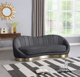 Shelly Contemporary Sofa with Unique Shell Shape and Gold Stainless Steel Base for Modern Spaces