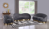 Shelly Contemporary Sofa with Unique Shell Shape and Gold Stainless Steel Base for Modern Spaces