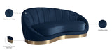 Shelly Contemporary Chaise Lounge with Unique Shell Shape and Brushed Gold Base for Stylish Spaces