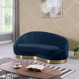 Shelly Contemporary Chaise Lounge with Unique Shell Shape and Brushed Gold Base for Stylish Spaces