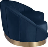 Shelly Contemporary Chaise Lounge with Unique Shell Shape and Brushed Gold Base for Stylish Spaces
