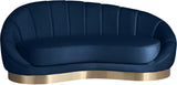 Shelly Contemporary Chaise Lounge with Unique Shell Shape and Brushed Gold Base for Stylish Spaces