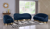 Shelly Contemporary Chaise Lounge with Unique Shell Shape and Brushed Gold Base for Stylish Spaces
