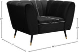 Beaumont Velvet Modern Chair – Luxurious Black Upholstery with Gold-Tipped Legs & Deep Tufting Comfort