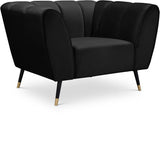 Beaumont Velvet Modern Chair – Luxurious Black Upholstery with Gold-Tipped Legs & Deep Tufting Comfort