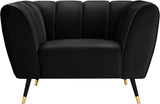 Beaumont Velvet Modern Chair – Luxurious Black Upholstery with Gold-Tipped Legs & Deep Tufting Comfort