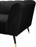 Beaumont Velvet Modern Chair – Luxurious Black Upholstery with Gold-Tipped Legs & Deep Tufting Comfort